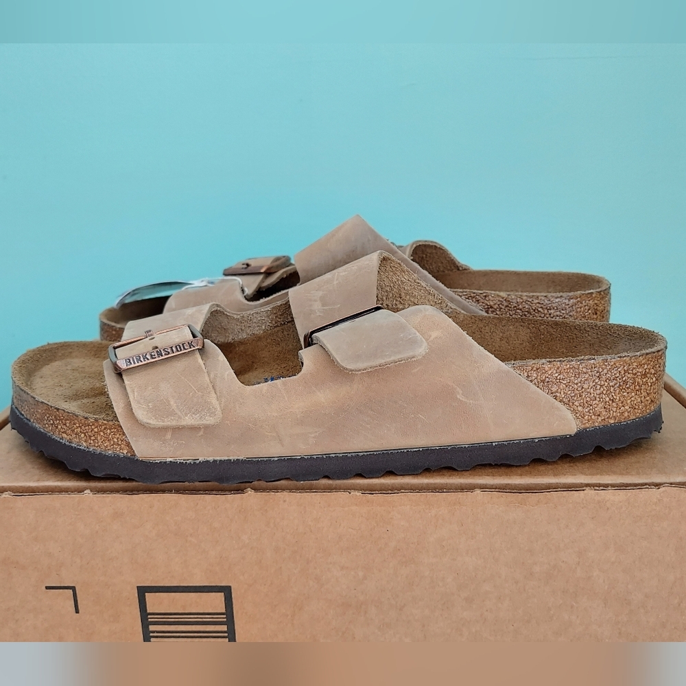 Birkenstock Arizona Tobacco Brown Leather Unisex Sandals Women's 11R/Mens 9R NWT - Picture 4 of 16